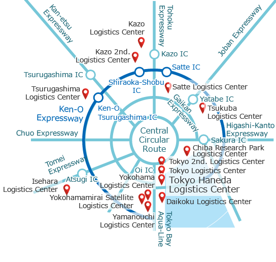 The total capacity of refrigerated warehouses in the Ken-O Expressway area is about 170,000 tons, and we have completed a wide-area distribution network that covers from the Tokyo metropolitan area to northern Kanto.